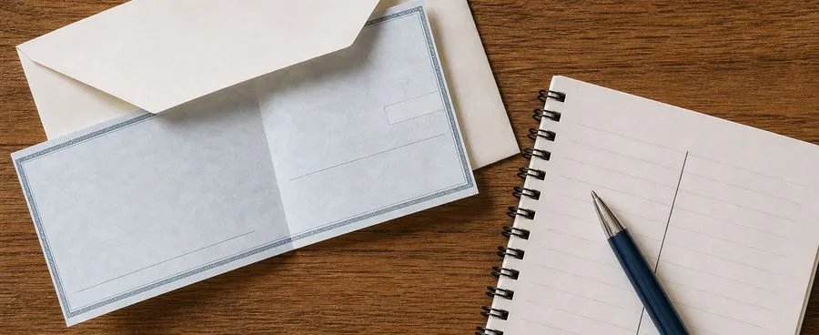 A wedding gift check and a handwritten two-column list on a kitchen table