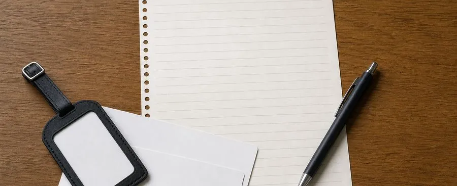 A handwritten day-by-day honeymoon itinerary with boarding passes and a luggage tag